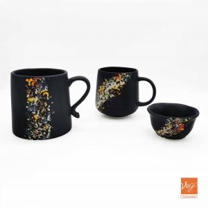 WEIGAO manufacturer matt black hand painted ceramic coffee mug