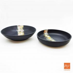 WEIGAO wholesaler matte black hand painted ceramic plate