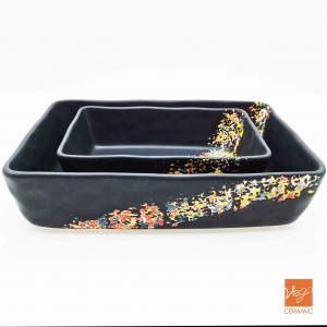 WEIGAO manufacturer matte black hand painted porcelain bakeware set