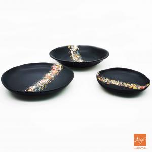 WEIGAO wholesaler matte black hand painted porcelain plate