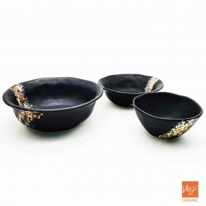 WEIGAO manufacturer matte black hand painted porcelain salad bowl