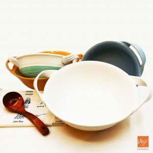 Porcelain dinnerware manufacturer stoneware bowl set / ceramic soup bowl with handles