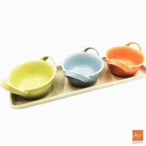 Ceramic tableware sets factory stoneware chip & dip bowl