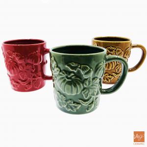 Halloween pumpkin pattern engraved cheap bulk stoneware mccafe mug ceramic coffee mugs