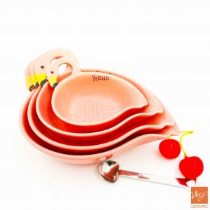 Duck shaped pink colour measuring bowls set / ceramic measuring cup