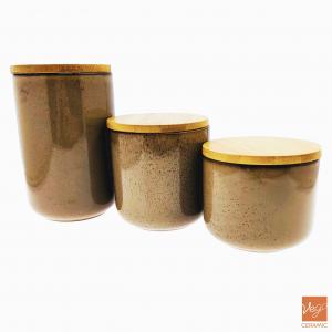 Reactive glazed airtight coffee tea sugar storage canister ceramic