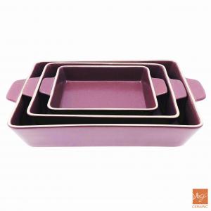 3-pieces stoneware glazed bakeware ceramic baking dish