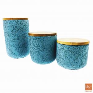 Reactive glazed tea coffee sugar ceramic jars with lids