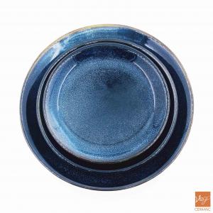 Reactive glazed round stoneware flat dinner plate sets ceramic