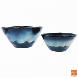 Reactive glazed 2-pieces stoneware pasta bowl candy bowl soup bowl ceramic