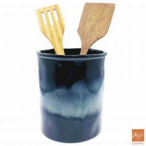 Reactive glazed cooking kitchen tools holder ceramic utensil holder