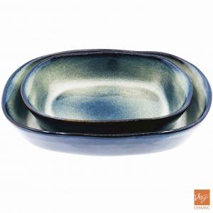 Reactive glazed stoneware hand painted bakeware baker ceramic baking dish