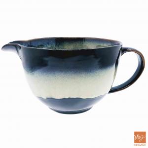 Reactive glazed mixing bowl ceramic batter bowl with spout