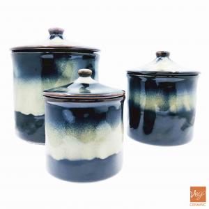 Reactive glazed tea sugar coffee kitchen canister sets ceramic